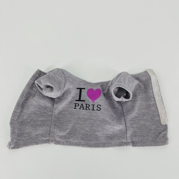 Grey I Heart Paris Doll Short Sleeved Top/T-Shirt With Velcro Closure 18" Dolls - Picture 10 of 13